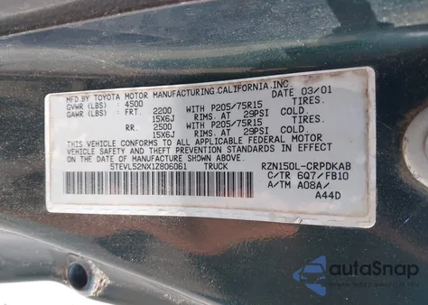 2001 Toyota Tacoma Xtracab from USA, damaged, VIN 5TEVL52NX1Z806061